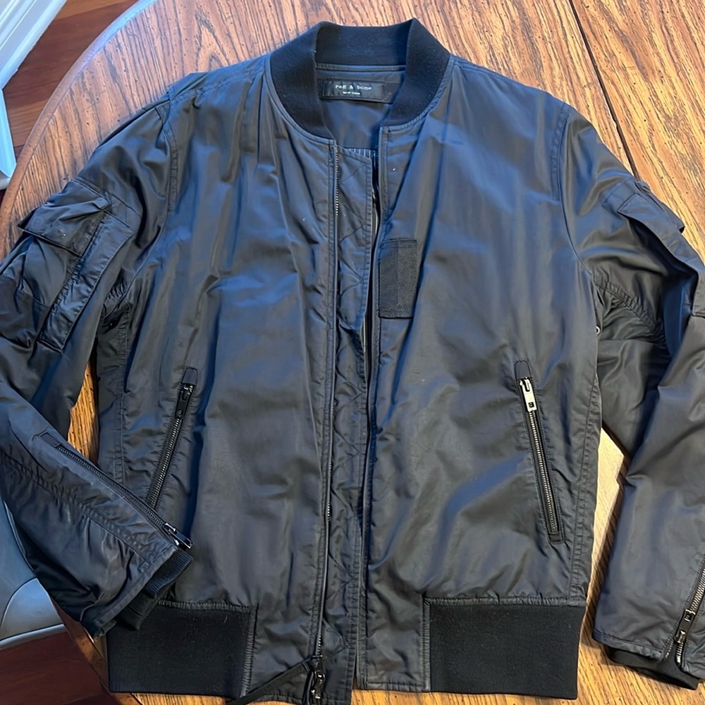 Black Rag’n’Bone bomber jacket size men’s medium.